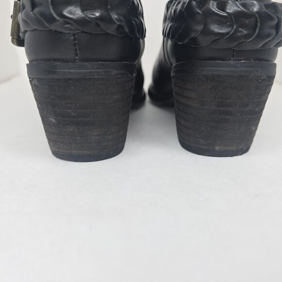 Pikolinos Black Leather Moto Ankle Boots Buckle Strap Whipstitch Block Heel 37 - Picture 10 of 12